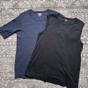 Duluth Trading Mixed Lot Of 2 Womens Large T Shirts Pullover Black Navy Blue